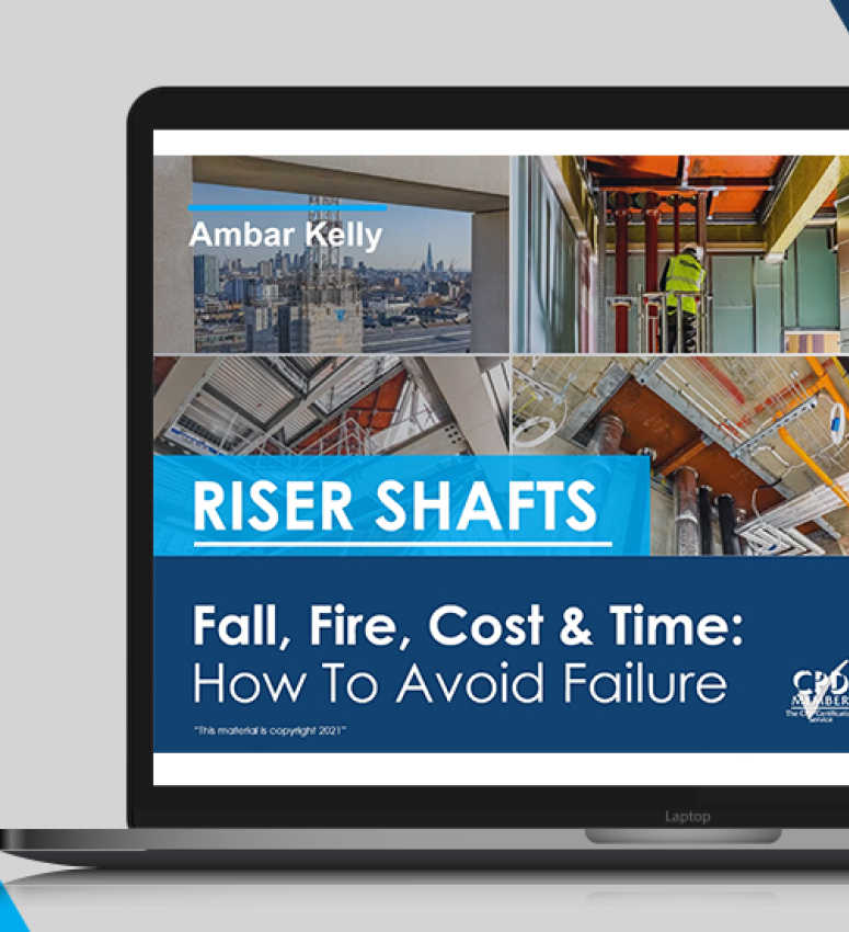 Laptop and mobile phone screens showing visuals of Ambar Kelly's Riser Shafts CPD