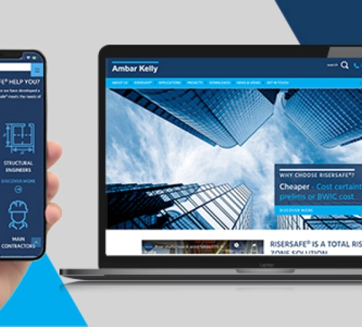 Desktop and mobile visuals of manufacturer, Ambar Kelly's new website