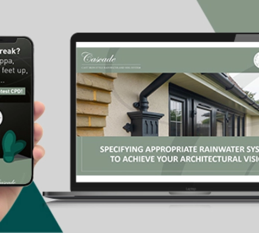 Image of a laptop and mobile phone screen showing Brett Martin's cascade online CPD